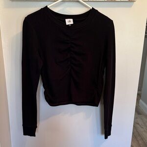 CAbi Black Ruched Long Sleeve Top